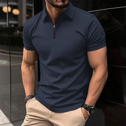 Summer Men's Solid Color Polo Shirt Short Sleeve Lapel Button Tshirts for Men Casual Streetwear Lightweight Jogging Tops