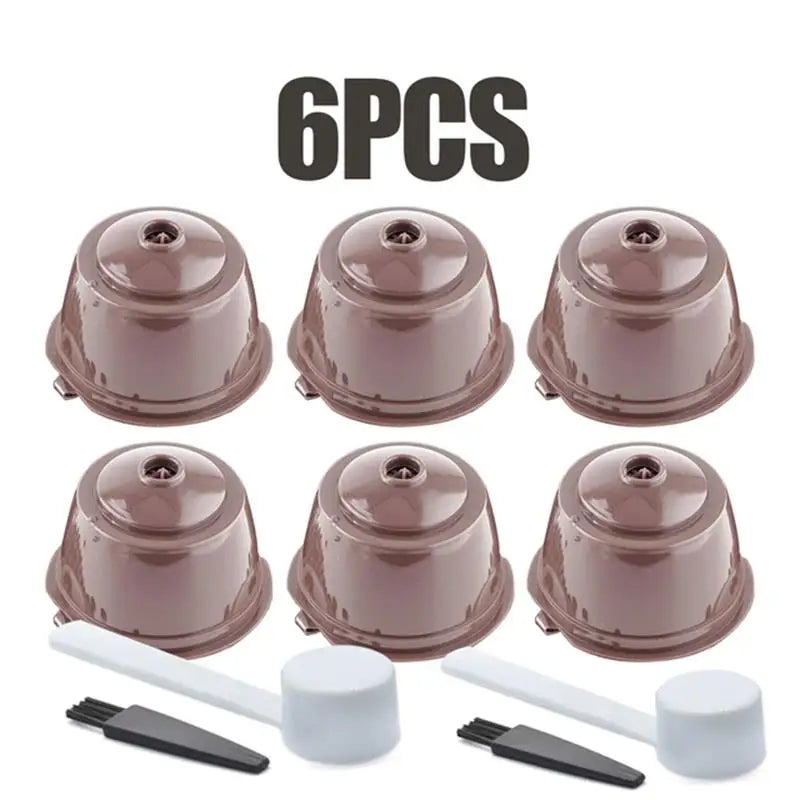 6pcs Reusable Coffee Capsule For Nescafe Dolce Gusto Machine Refillable Coffee Capsule Filter Cup Kit