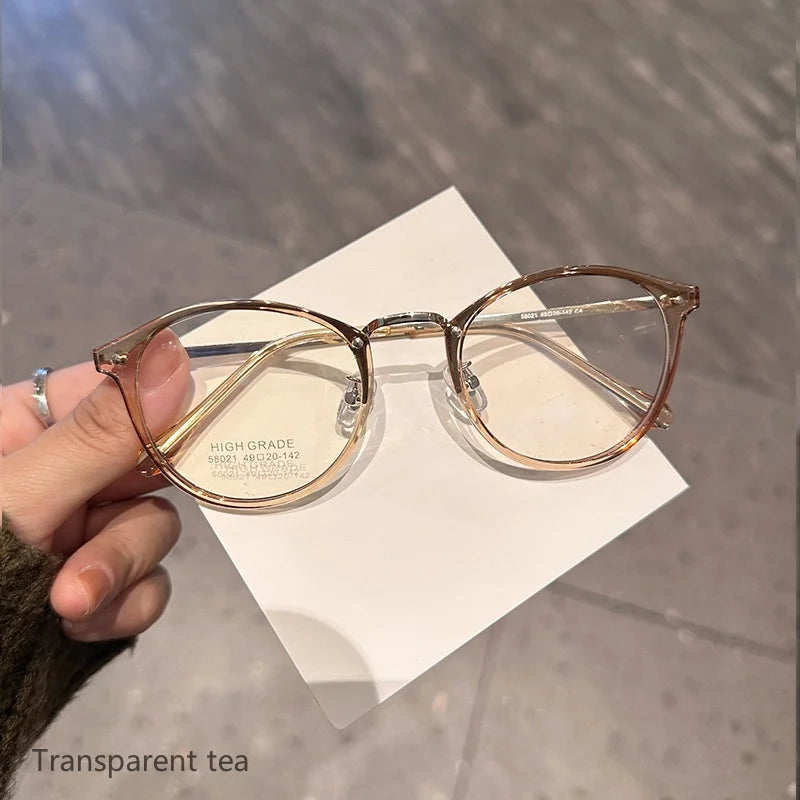 MOMOJA Ultra Light Retro Round Frame Gold Glue Titanium Women's Eyeglass Frame Optical Prescription Gasses Male 58021