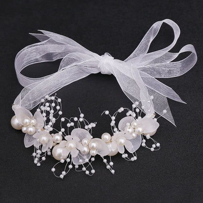 Children's Day Pearl Hairband Girl Performance Sweet Accessories Korean Version Super Immortal New Ribbon Flower Gift