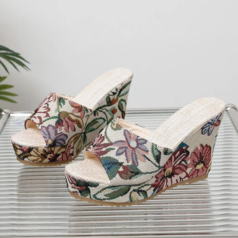 Sandalias de tacón para mujer, zapatos elegantes con plataforma y cuña de diseñador, de lujo, cómodos, a la moda, para verano