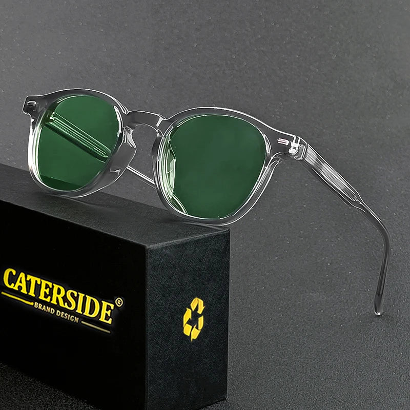 Caterside Polarized Round Sunglasses Men Punk TR Frame Core Insert Leg Retro Sun Glasses Women Set Driving Fishing Eyewear UV400