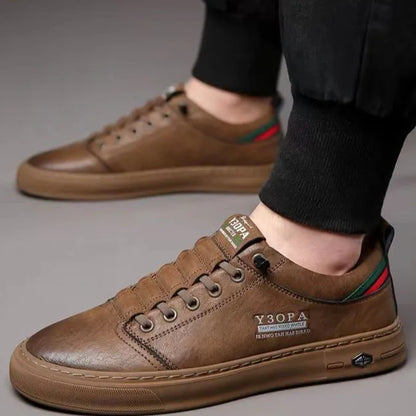 Men Leather Casual Shoes Summer New Fashion Men Lightweight Non Slip Luxury Casual Outdoor Breathable Running Sneakers