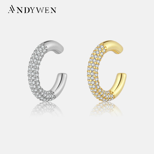 ANDYWEN 925 Sterling Silver 2023Gold Lapse Gold Ear Cuff No Piercing Earring Earcuff Women Single Fine Jewelry Gift For Girl