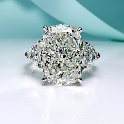 Luxury 925 Sterling Silver Three Stone Diamond Ring Set with Imported High Carbon Diamond Ice Cut Engagement Jewelry