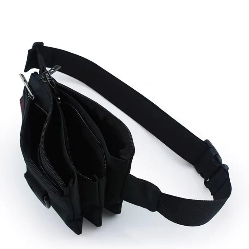 Men Women Nylon 4 Pockets Waterproof Waist Packs Fashion Male Wear Resistant Black Fanny Pack Messenger Shoulder Bag