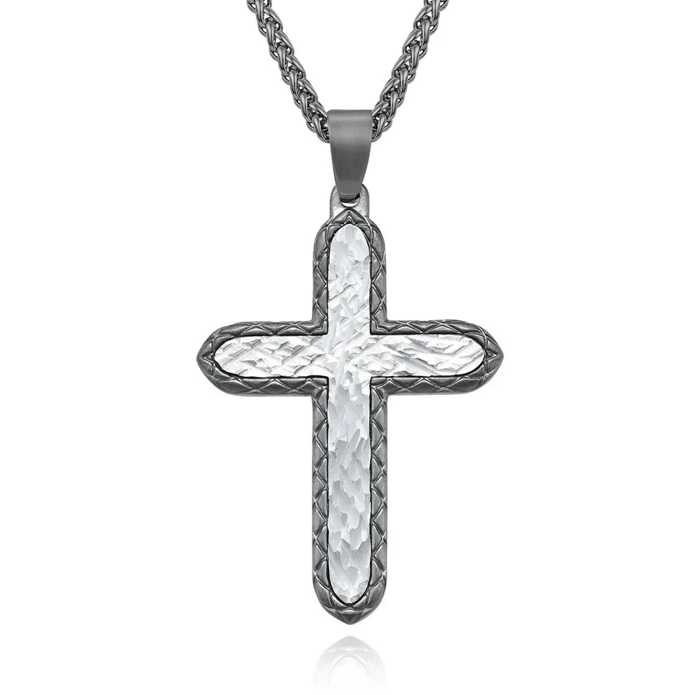 2023 New Stainless Steel Cross Pendant Necklace for Men Boyfriend Charm Link Chain Male Punk Hip-hop Jewelry Dropshipping