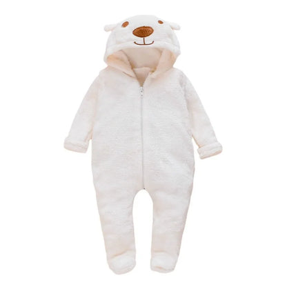 Winter Baby Clothes Cute Cartoon Bear Baby Rompers Pajamas Cotton Infant Boy Girls Animal Costume Zipper Jumpsuit 0-24 Months