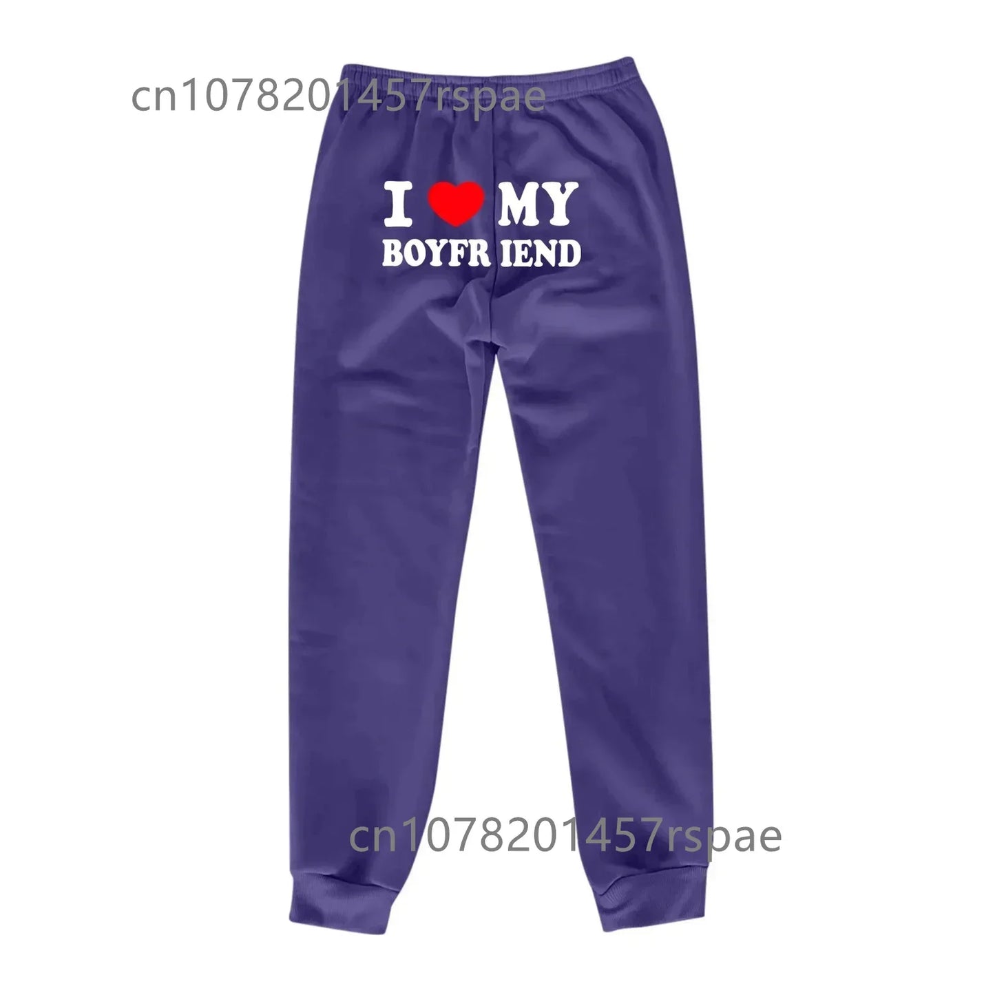 New I Love My Boyfriend Printed Sweatpants Y2k High Elastic Waist Drawstring Baggy Trousers Vintage Casual Loose Straight Pants