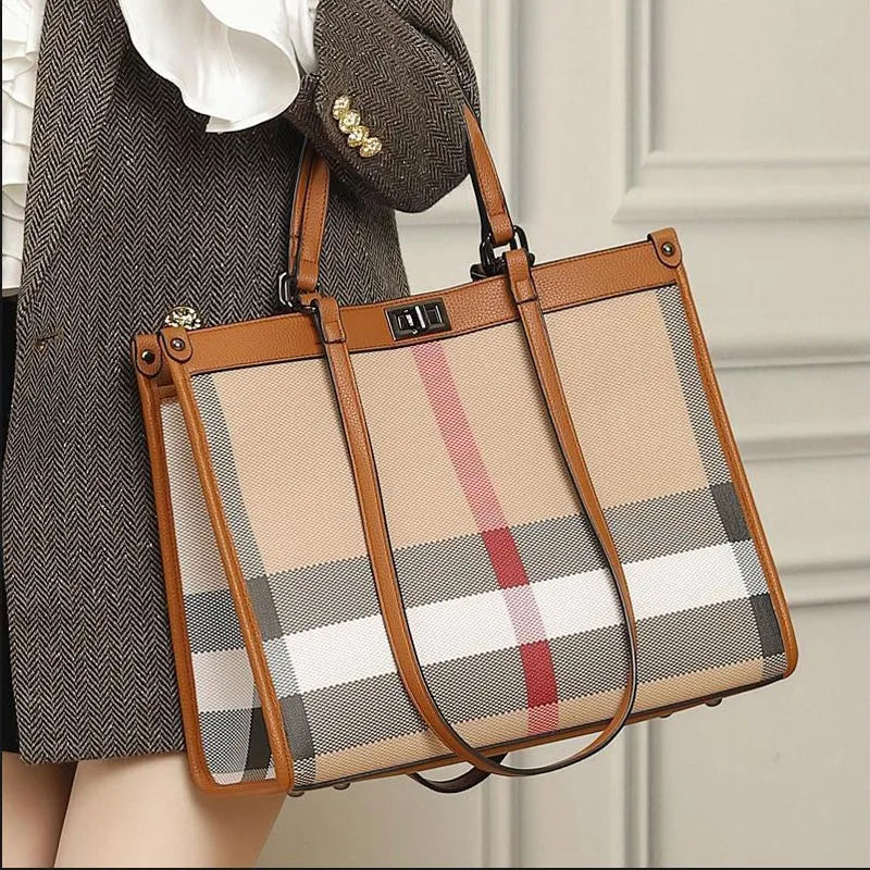 Luxury Designer PVC Leather Tote Striped Women Handbags Big Shoulder Bags Fashion Lady Purses Large Capacity Shopper Bag NO LOGO