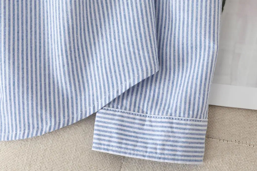 Women's Casual Cotton Oxford Shirt 2023 New Woman Striped Blouse and Tops Simple Solid Lady White Blue Shirts Clothes