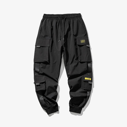 New Joggers Cargo Pants for Men Casual Hip Hop Pocket Male Trousers Sweatpants Streetwear Ribbons Techwear Pants