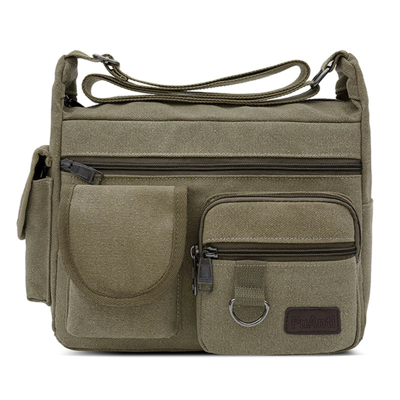 Men Canvas Messenger Bag Vintage Water Resistant Waxed Crossbody Bags Briefcase Padded Shoulder Bag For Male Handbag New