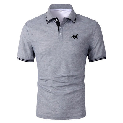 Men Clothes Summer Fashion Short Sleeve Pure Color Polo Shirt 100% Polyester Men Business Casual Lapel Golf Polo Shirt Tops