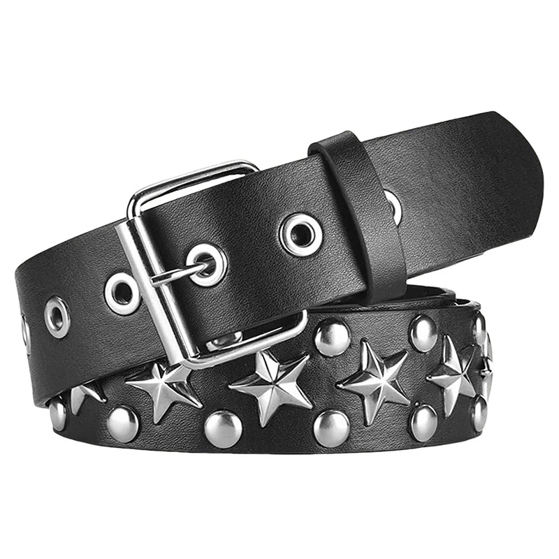 Rivet Hollow Bullet Decoration Belt Fashion Ladies Leather Studded Gift Man's Goth Rock Wild Adjustable Women Punk Black Belt