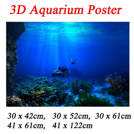 5 Size 3d Aquarium Background Poster PVC Adhesive Sticker Fish Tank Underwater World Paper Landscape Wallpaper Decoration