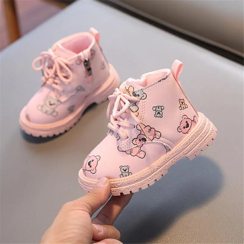 Children Boots for Girls Boys Shoes Spring Autumn PU Leather Baby Boots Fashion Toddler Kids Shoes Warm Winter Snow Boots