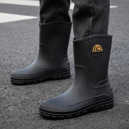 New ，Rain Shoes， Men's ，Non-slip Thick-soled Work Shoes Water Boots Short Rain Boots Fishing Shoes Rubber Shoes Waterproof Shoes