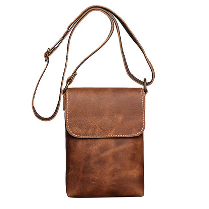 Genuine Leather Cellphone Pouch With Shoulder Strap Men Women Shoulder Bag Small Crossbody Bag Fashion Sling Bag For Outdoor