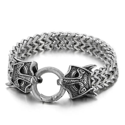 Fashion Gold Color Lion King Stainless Steel Braided Chain Bracelet Domineering Men\\'s Rock Wristband Alloy Lion Head Jewelry