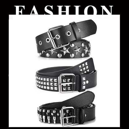 Rivet Hollow Bullet Decoration Belt Fashion Ladies Leather Studded Gift Man's Goth Rock Wild Adjustable Women Punk Black Belt