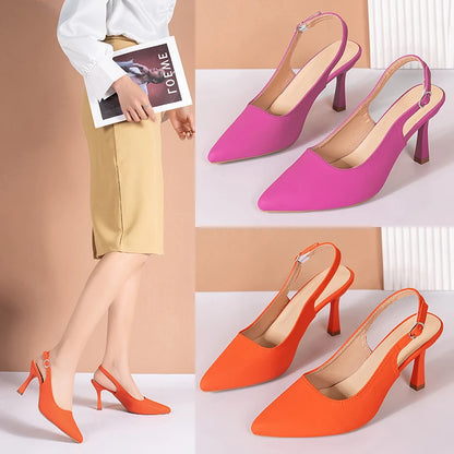 Sexy Women's Buckle Sandals High Heeled Women's Shoes Large Size 43 Fashion Women's Shoes Pointed Toe Fine Heeled Women's Shoes