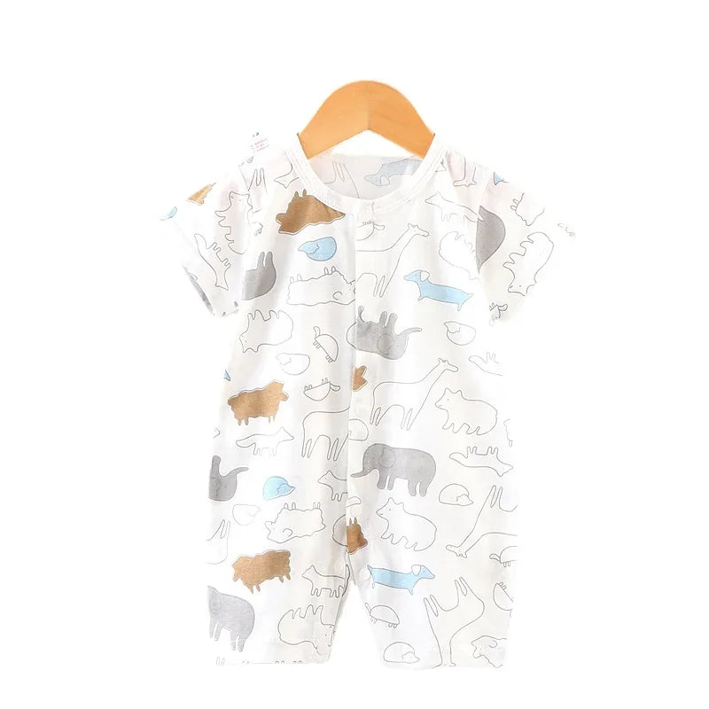 Newborn Boy Girl Summer Cotton Clothes Baby Short-Sleeved Thin Romper Thin Pajamas Cartoon Playsuit Outfits Toddler Bodysuit