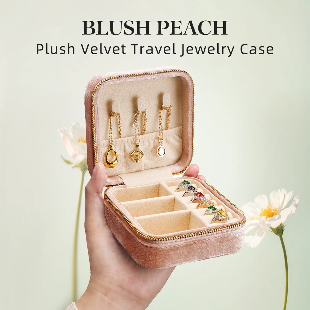 TAIMY High Quality Velvet Mini Travel Portable Girl Kawaii Custom Logo Jewelry Box Suede Jewellery Boxes Organizer