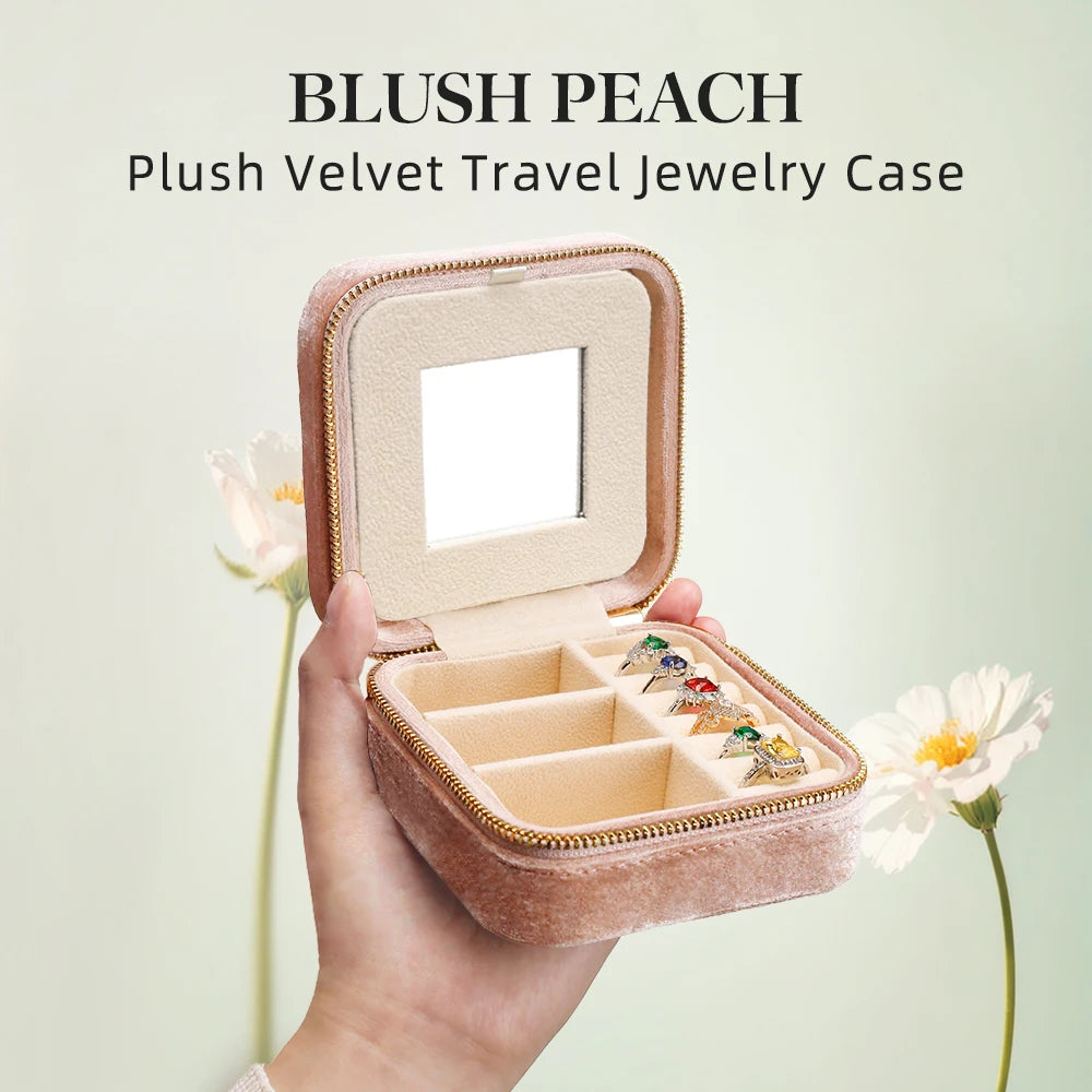 TAIMY High Quality Velvet Mini Travel Portable Girl Kawaii Custom Logo Jewelry Box Suede Jewellery Boxes Organizer