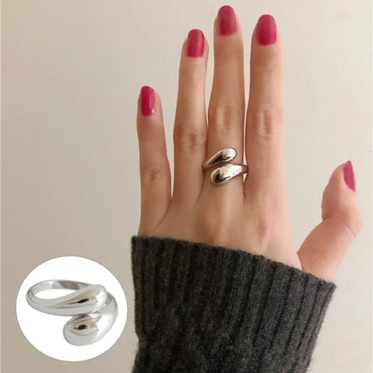 Silver Plated Unique Lines Ring For Women Jewelry Finger Adjustable  Vintage Ring For Party Birthday Gift Fashion Jewelry