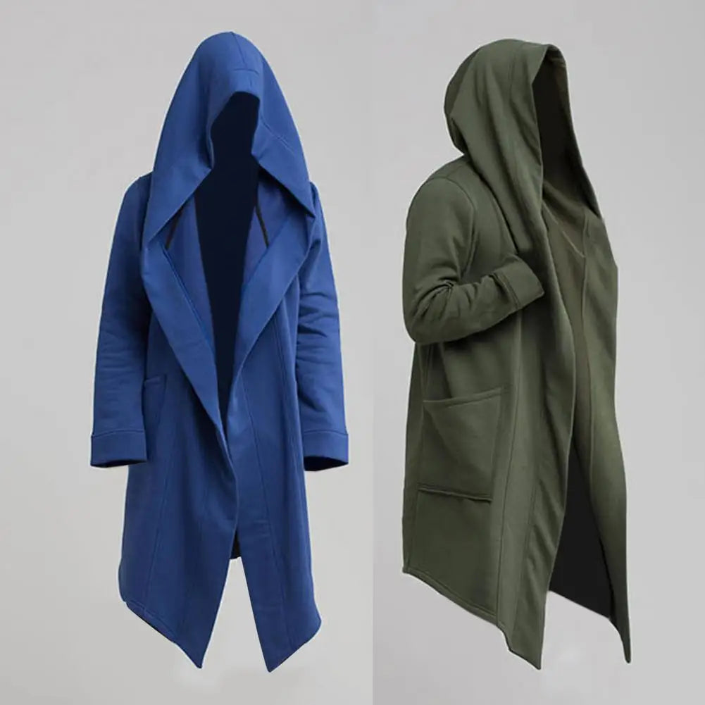 Leisure  Cool Hooded Men Trench Coat Extra Long Jacket Oversize   for Autumn