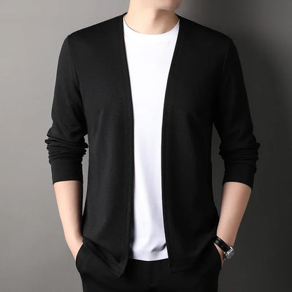 New Men's Long Sleeved Cardigan Jacket Casual Fashion Top