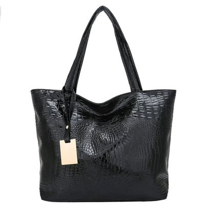 Fashion Casual Women Shoulder Bags Silver Gold Black Crocodile Handbag PU Leather Female Big Tote Bag Ladies Hand Bags Sac