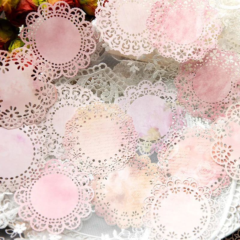 Vintage Leaves Lace Doily Paper Pieces Scrapbooking Paper Pack Handmade Craft Paper Background Pad Card Wrapping Cardstock