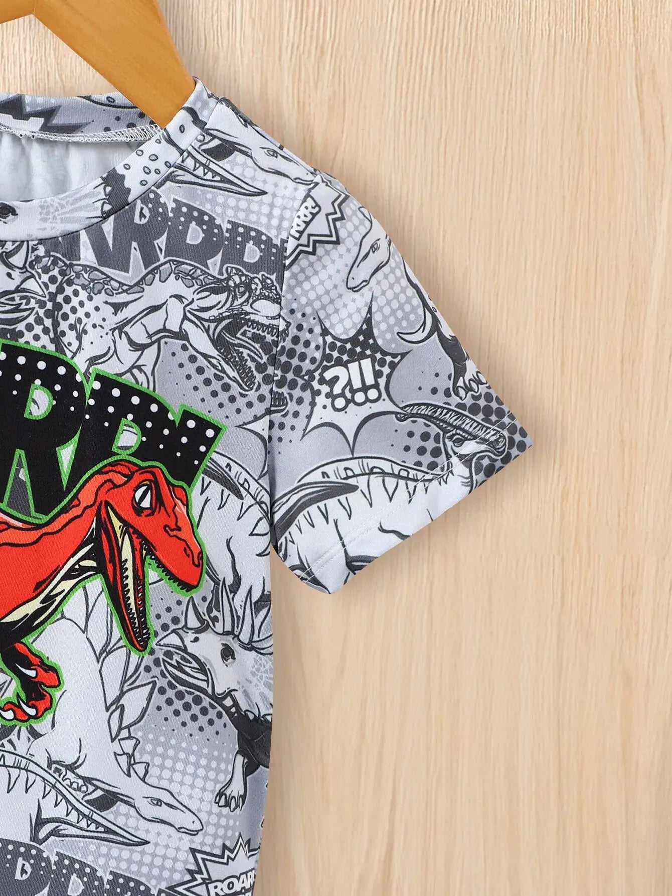 Summer Boys' Suit T-Shirt Tops Shorts Dinosaur Print Casual Fashion Children's Clothing 4-7y