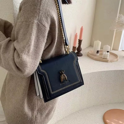 Sam Luxury Brand Women Handbag 2024 New Retro Bee Female Shoulder Bag Simple High Quality Leather Designer Crossbody Bags