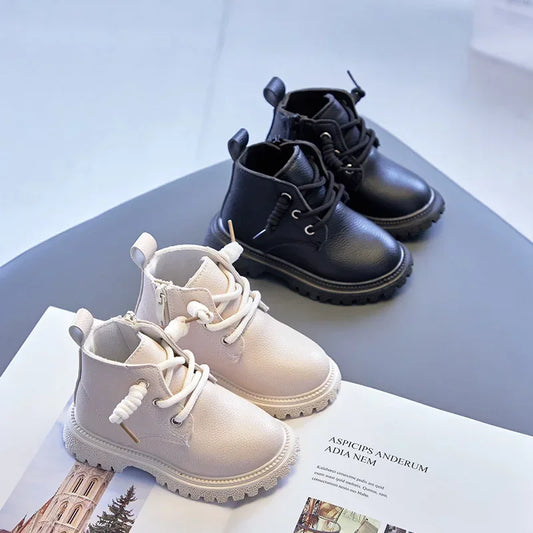 Baby Kids Short Boots Boys Shoes Autumn Winter Leather Children Boots Fashion Toddler Girls Boots Toddler Boot Snow Shoes E08091