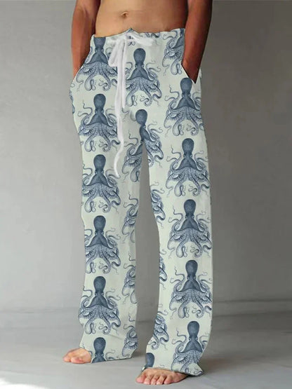 Men's trousers digital image casual luxury social fashion floral Hawaiian trousers elegant retro clothing