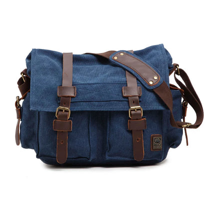 2023 Fashion Vintage Leather Canvas Women's Men's Messenger Bag Cotton Canvas Crossbody Bag Men Shoulder Bag Sling Casual Bag