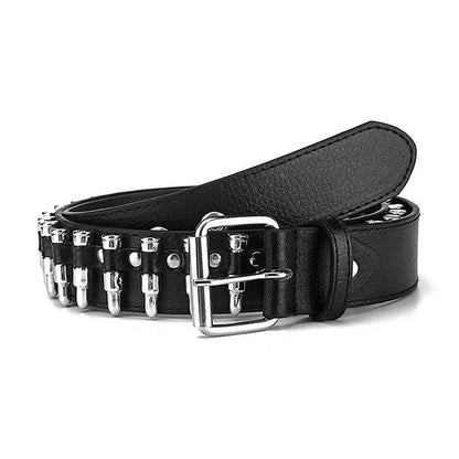 Rivet Hollow Bullet Decoration Belt Fashion Ladies Leather Studded Gift Man's Goth Rock Wild Adjustable Women Punk Black Belt