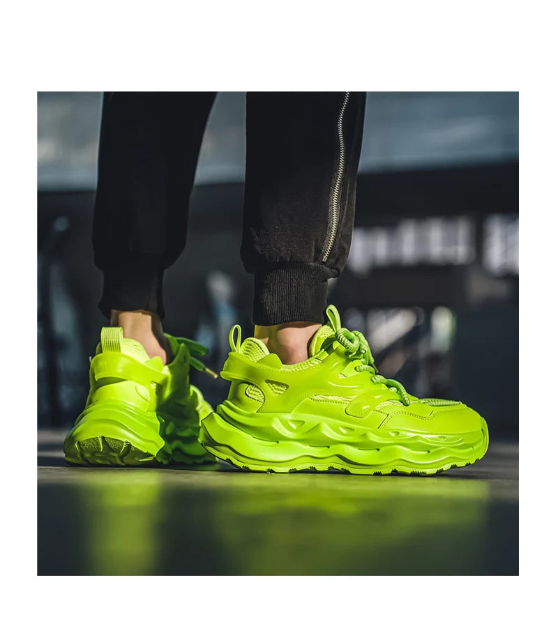 Men's Green Casual Sneakers 2024 Designer Platform Trainer Shoes Men Streetwear Height Increasing Sport Shoes Men Chunky Sneaker