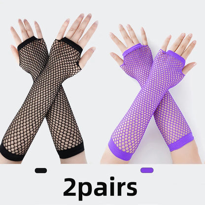 New Fashion Neon Fishnet Fingerless Long Gloves Leg Arm Cuff Party Wear Fancy Dress for Womens Sexy Beautiful Arm Warmer