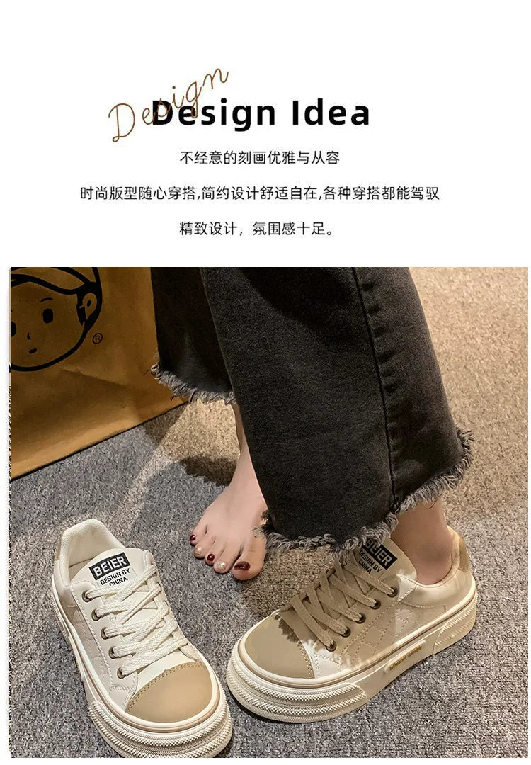 White Shoes for Women Platform Shoes Women Sneakers Breathable Soft Bottom Lady Casual Sports Shoes Stylish Simplicity Tennis