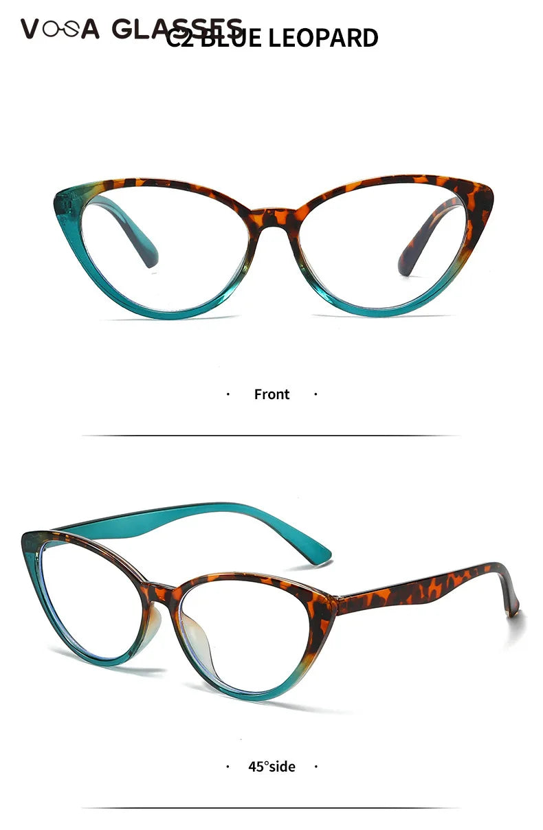 2023 Fashion Sexy Women Cat Eye Reading Glasses Retro Glasses Frame with Prescription Anti Blue Light Lenses Metal Eyewear