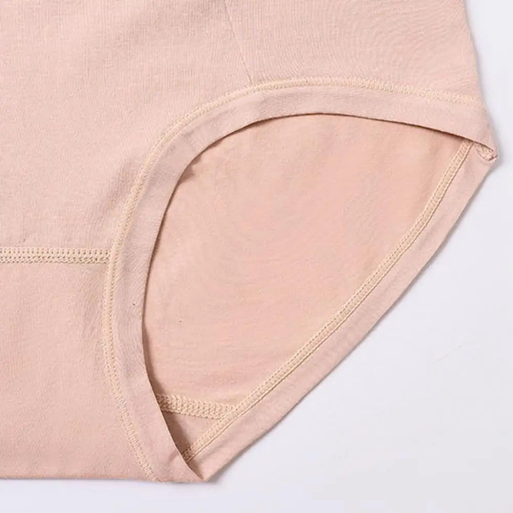 Women Underwear Solid Color Zipper Pocket High Waist Seamless Stretch Panties Cotton Middle-aged Mom Grandma Brief Underpants