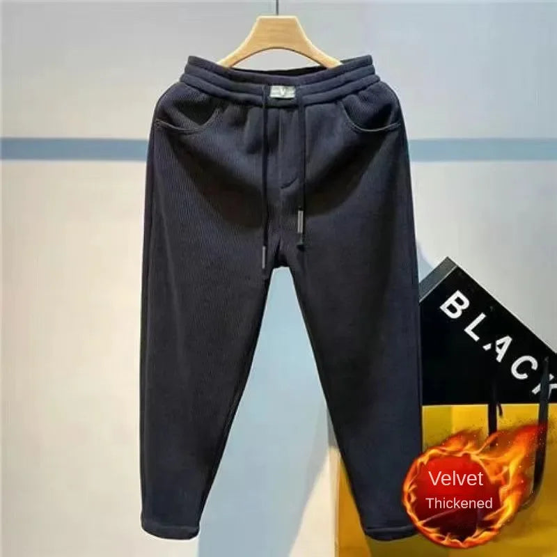 Men's Thick Fleece Thermal Pants Outdoor Winter Warm New Casual Trousers Joggers Cold-proof Comfortable Bound Feet Sweatpants