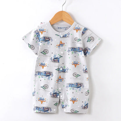 Newborn Boy Girl Summer Cotton Clothes Baby Short-Sleeved Thin Romper Thin Pajamas Cartoon Playsuit Outfits Toddler Bodysuit