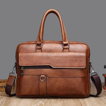 Luxury Brand Men Handbag Leather Man Briefcase for Laptop Messenger Men Leather Shoulder Bag Business Portfolio For A4 Document