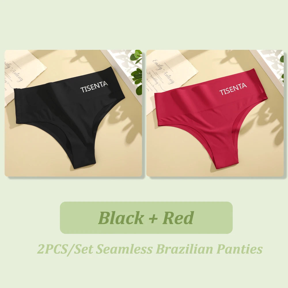 Seamless Mid Rise Brazilian Panties Women Ultra Thin T-Back Thongs High Elastic Underwear Female Sexy Lingerie Plus Size M-4XL