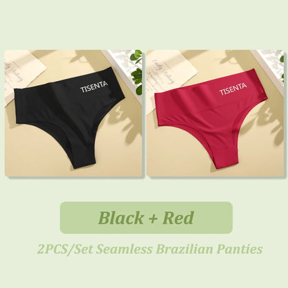 Seamless Mid Rise Brazilian Panties Women Ultra Thin T-Back Thongs High Elastic Underwear Female Sexy Lingerie Plus Size M-4XL